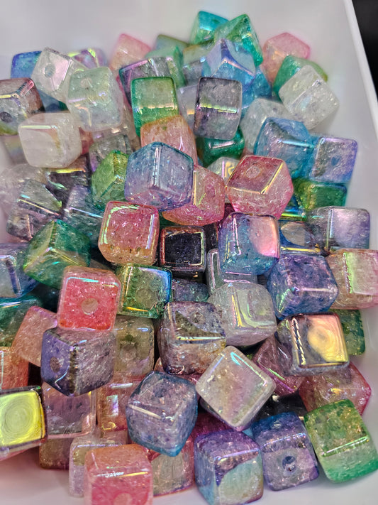 10pcs acrylic cube beads mix approx. 16mm