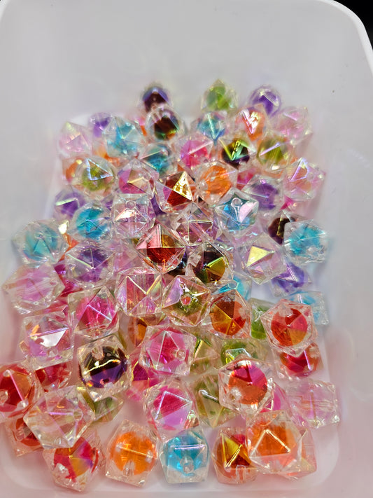 10pcs acrylic hexagon beads mix approx. 16mm