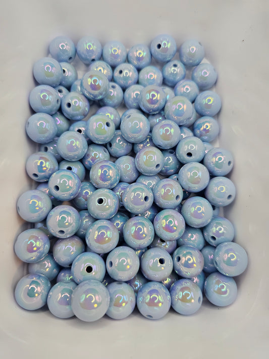 10pcs Iridescent Carolina blue 16mm acrylic beads