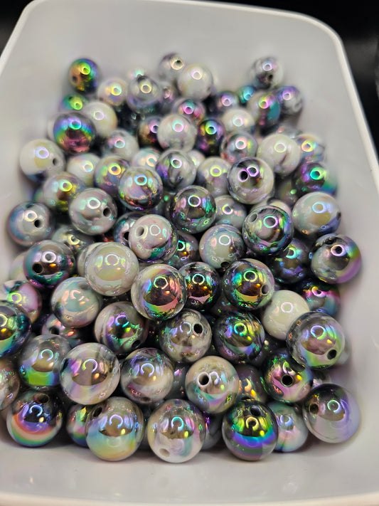 10pcs Iridescent marble 16mm acrylic beads