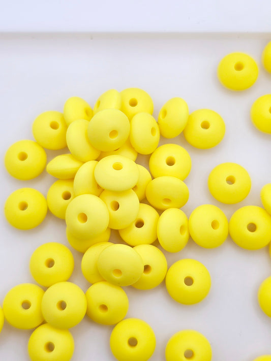 10pc Bright Yellow 12mm Lentil Bead