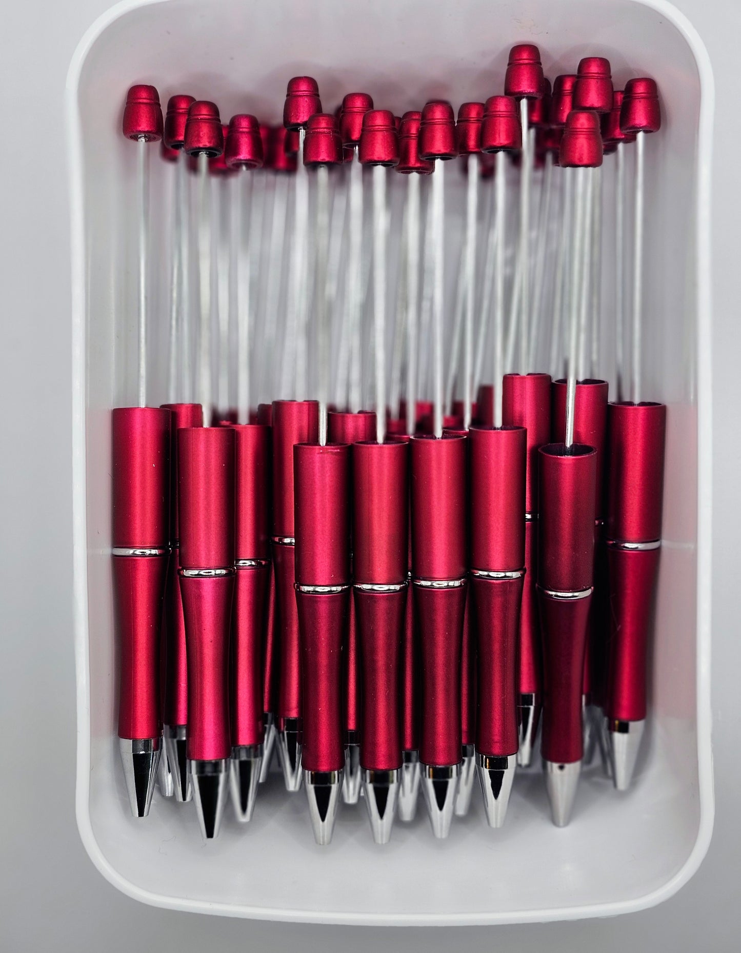Rich red plastic beadable pen