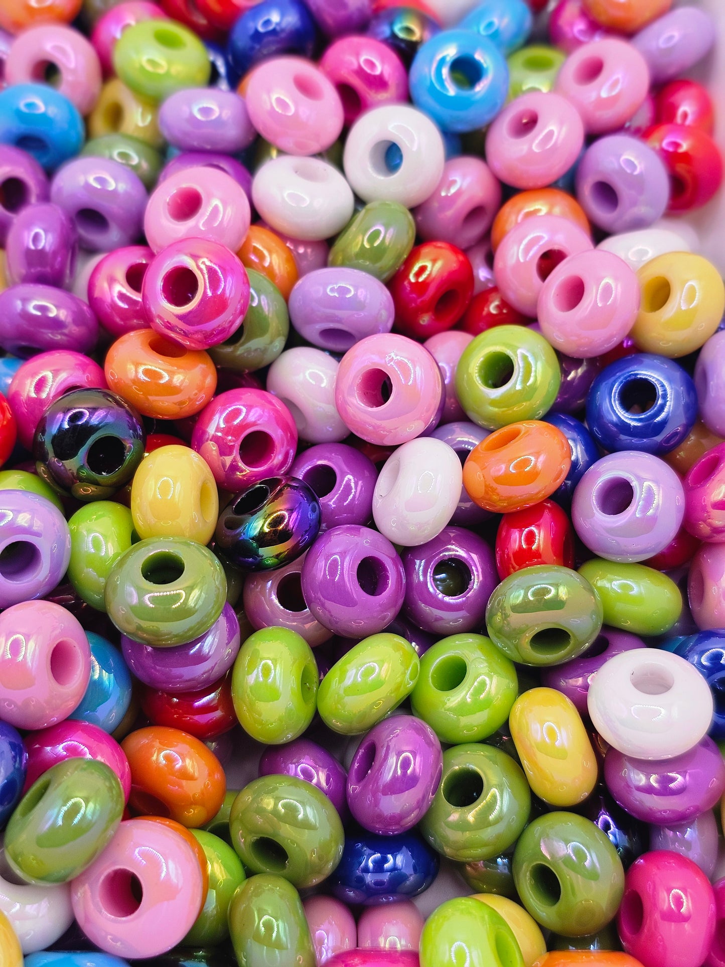 10pcs large flat mixed color spacer beads