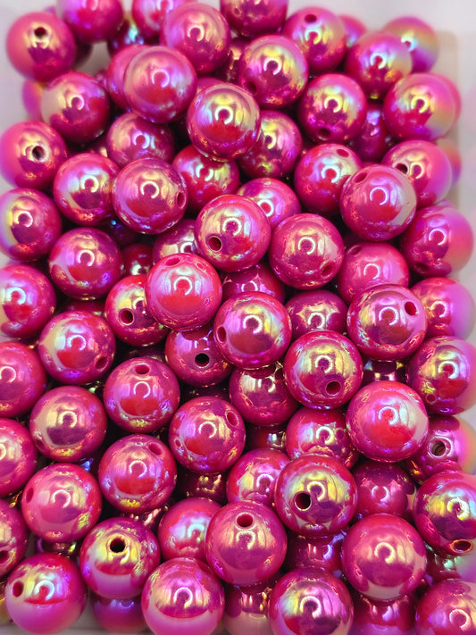10pcs Iridescent Rose Pink 16mm acrylic beads