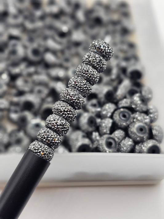 10pcs SLATE GRAY resin rhinestone spacer beads 12mm