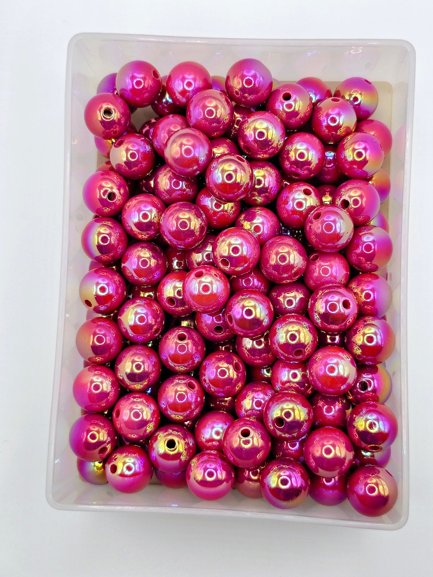 10pcs Iridescent Rose Pink 16mm acrylic beads