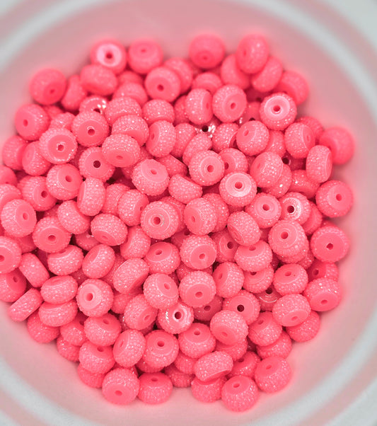 10pcs Neon pink resin rhinestone spacer beads 12mm