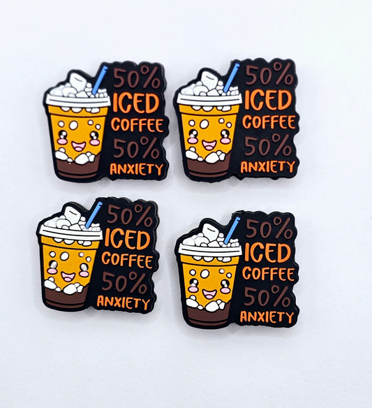 50% iced coffee 50% anxiety Silicone focal bead