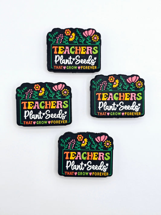 Teachers plant seeds that grow forever silicone focal bead