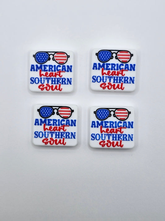 American heart southern soul silicone focal bead