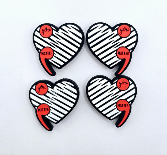 You matter heart Silicone focal bead
