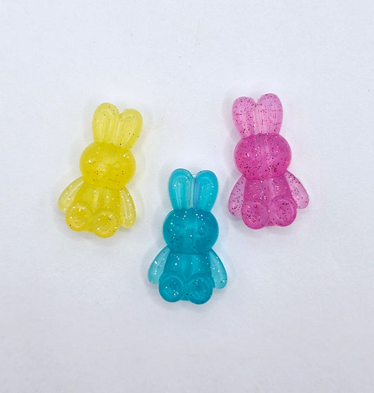 3D glitter bunny Silicone focal bead