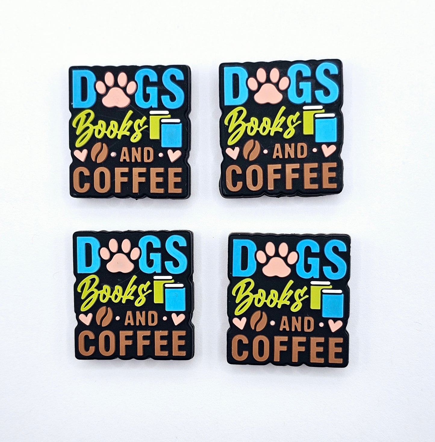 Dogs Books and Coffee Silicone focal bead