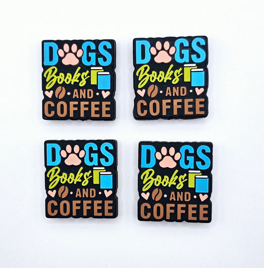 Dogs Books and Coffee Silicone focal bead