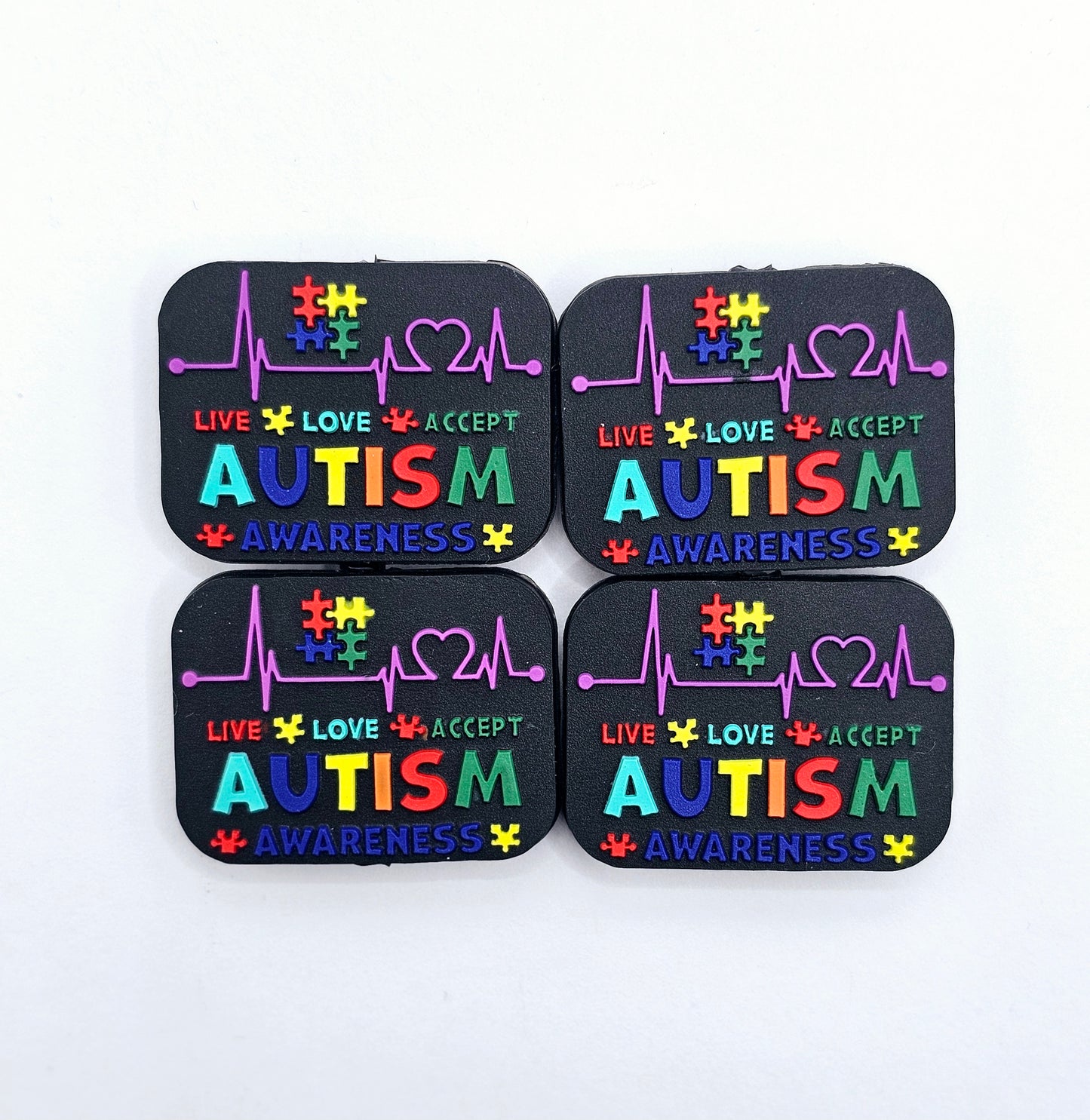 Autism awareness heart beat Silicone focal bead