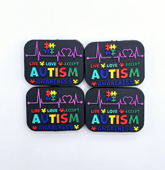 Autism awareness heart beat Silicone focal bead