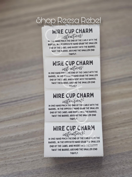 50pc wire cup charm instructions labels