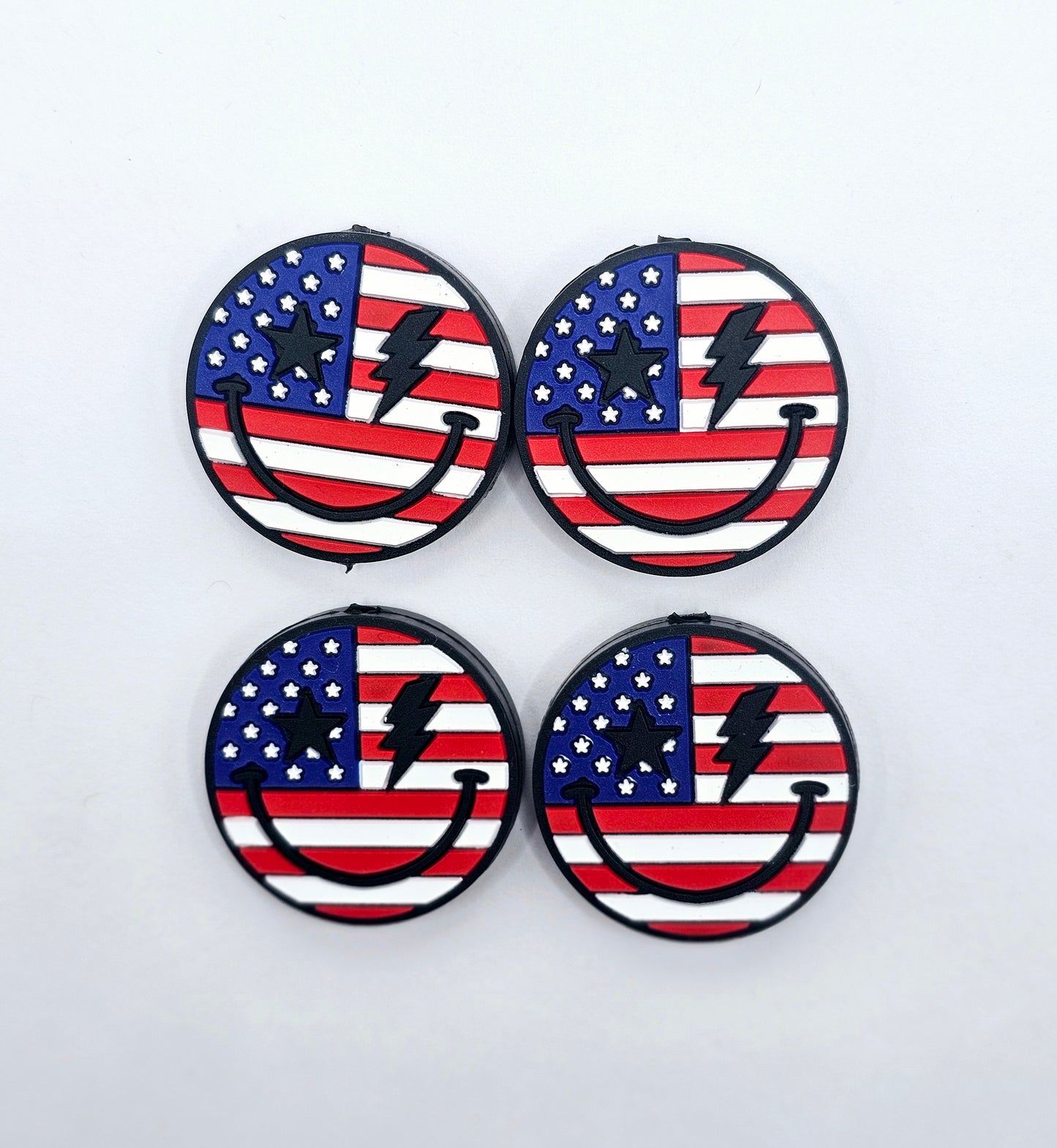 American flag smiley  Silicone focal bead