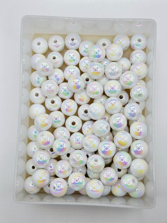 10pcs Iridescent white 16mm acrylic beads