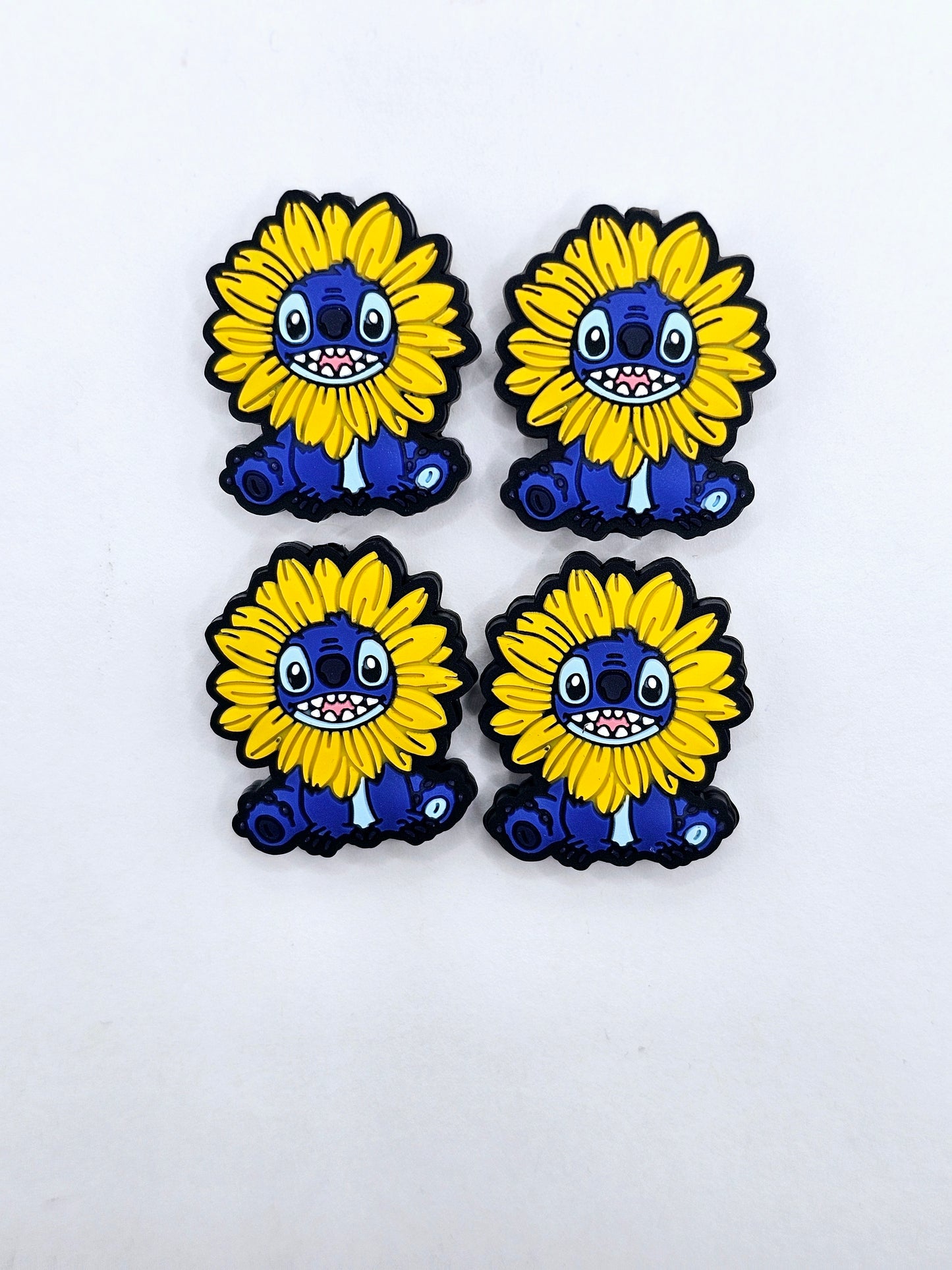 Blue alien sunflower Silicone focal bead