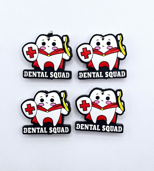Red dental squad Silicone focal bead