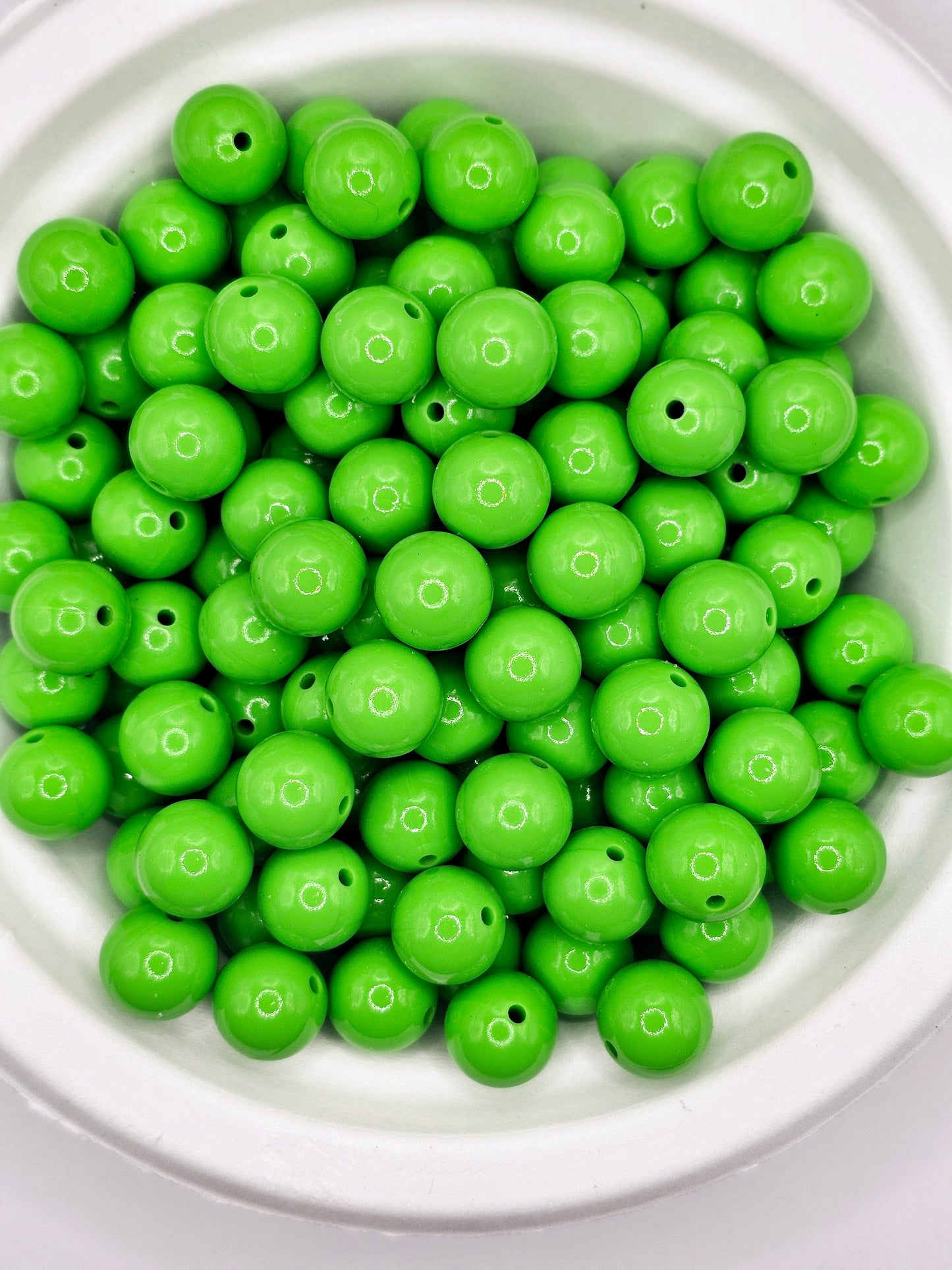 Liquid neon green 15mm silicone round bead