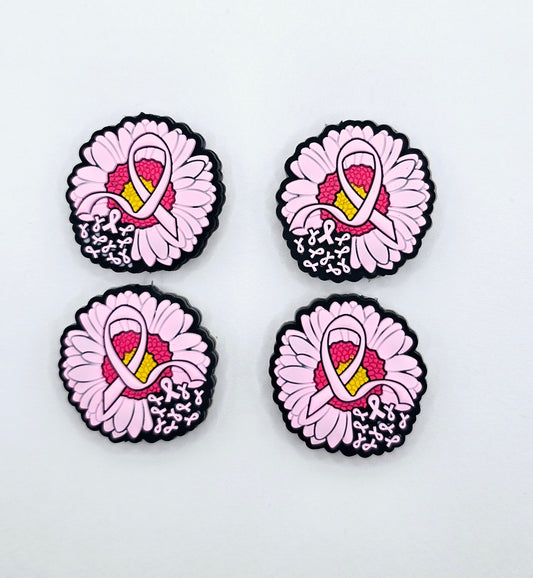 Peony cancer ribbon Silicone focal bead
